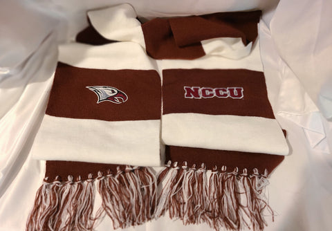 Embroidered NCCU Maroon and White Scarf