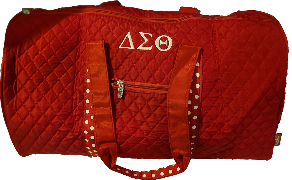 Embroidered Delta Sigma Theta Quilted Duffel Bag