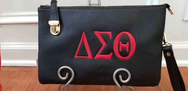 Embroidered Delta Sigma Theta Side Clasp Clutch/Crossbody Bag