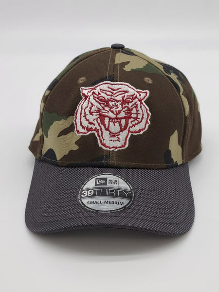 Embroidered Morehouse New Era Camo Hat with Charcoal Bill