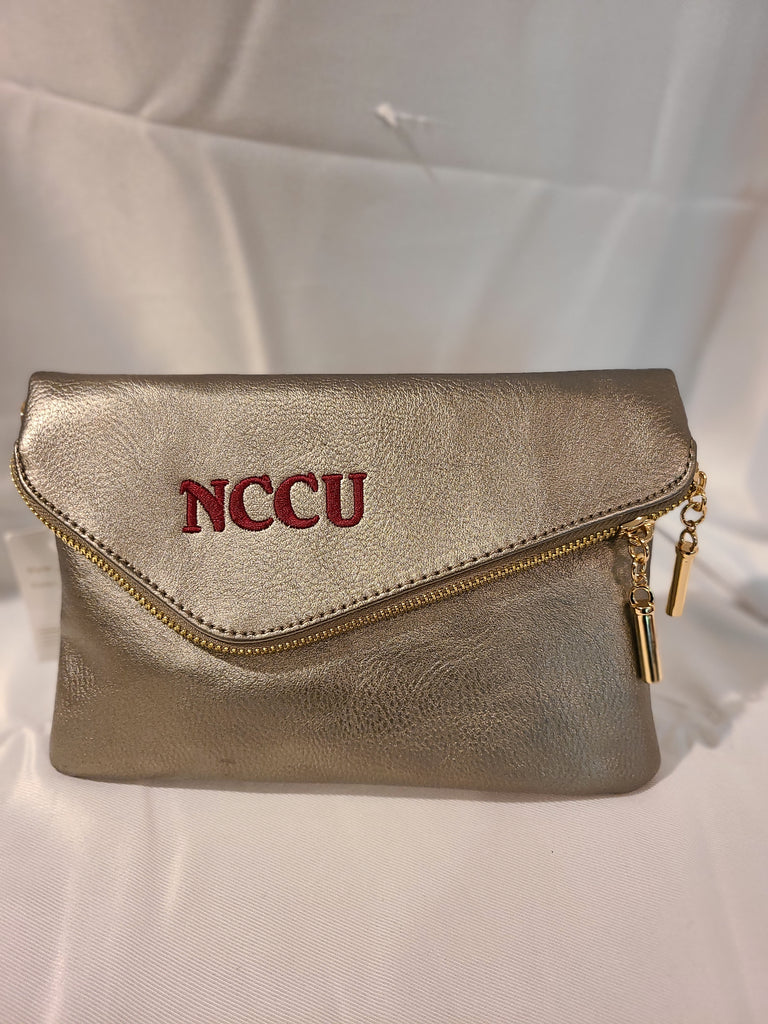 Embroidered NCCU Small Envelope Messenger Zip Clutch