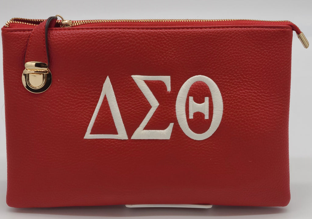 Embroidered Delta Sigma Theta Side Clasp Clutch/Crossbody Bag