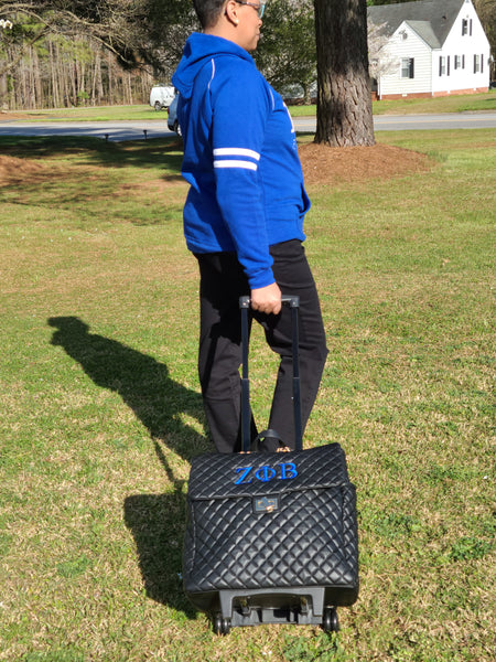 Embroidered Zeta Phi Beta Rolling Quilted Travel Tote
